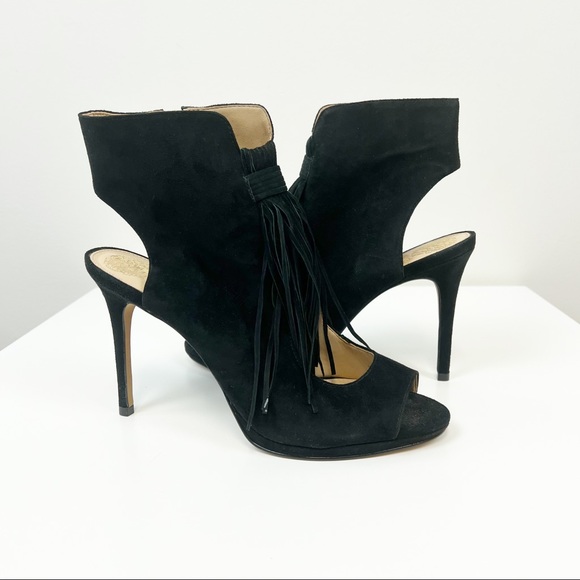 Vince Camuto Peep Toe Leather Fringe Detail Dress Sandal Size 9.5 - Picture 3 of 8